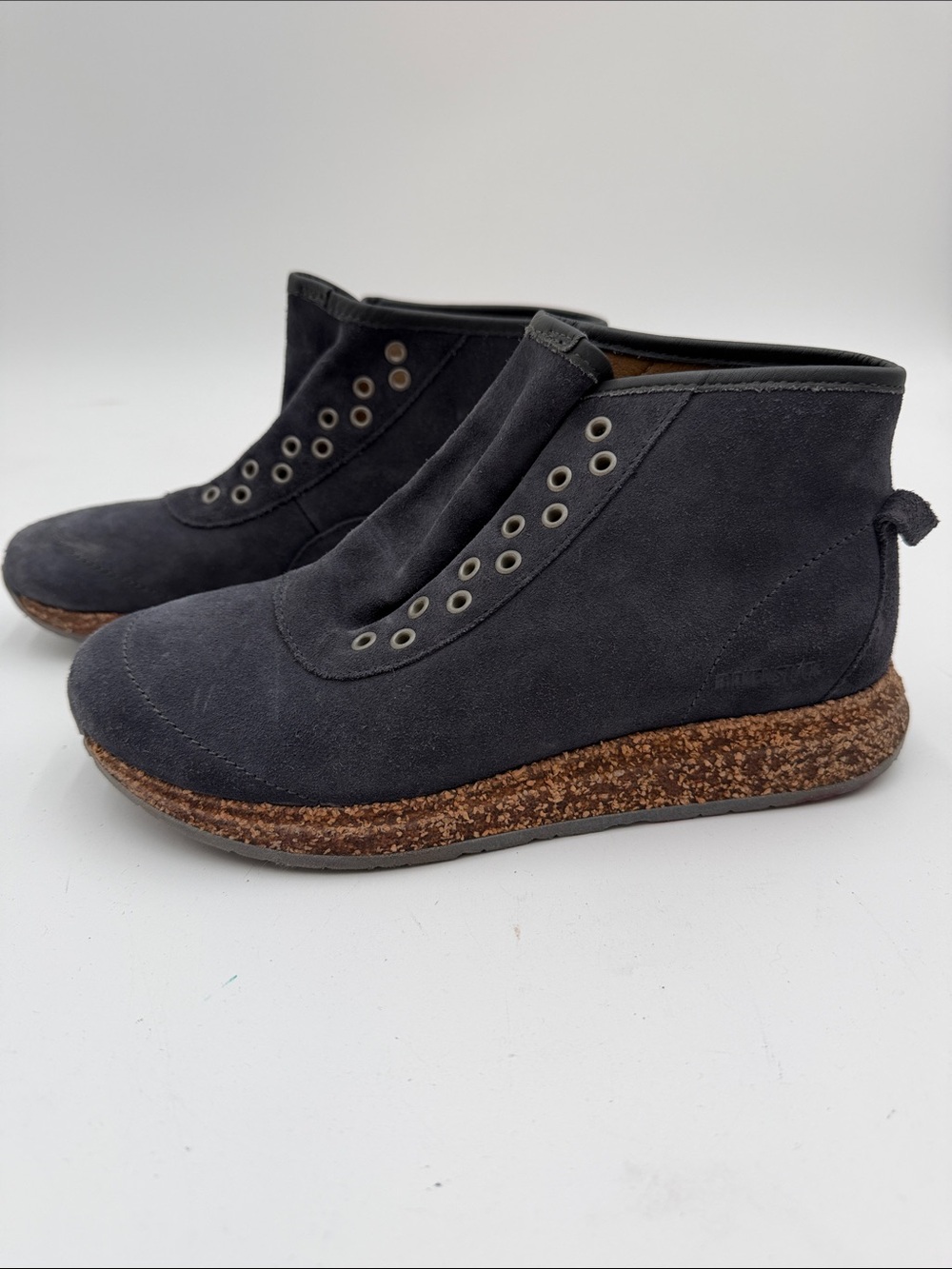 BIRKENSTOCK Atlin sz37 Graphite Suede High-Top Booties with Cork Midsole - Picture 4 of 11